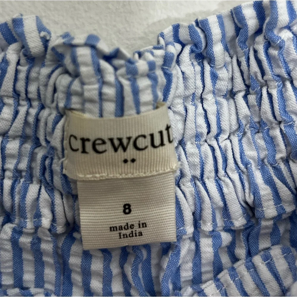 Crewcuts Girls 8 Blue White Stripe Ruffle Skirt Elastic Waist Tiered Cotton - Picture 4 of 5